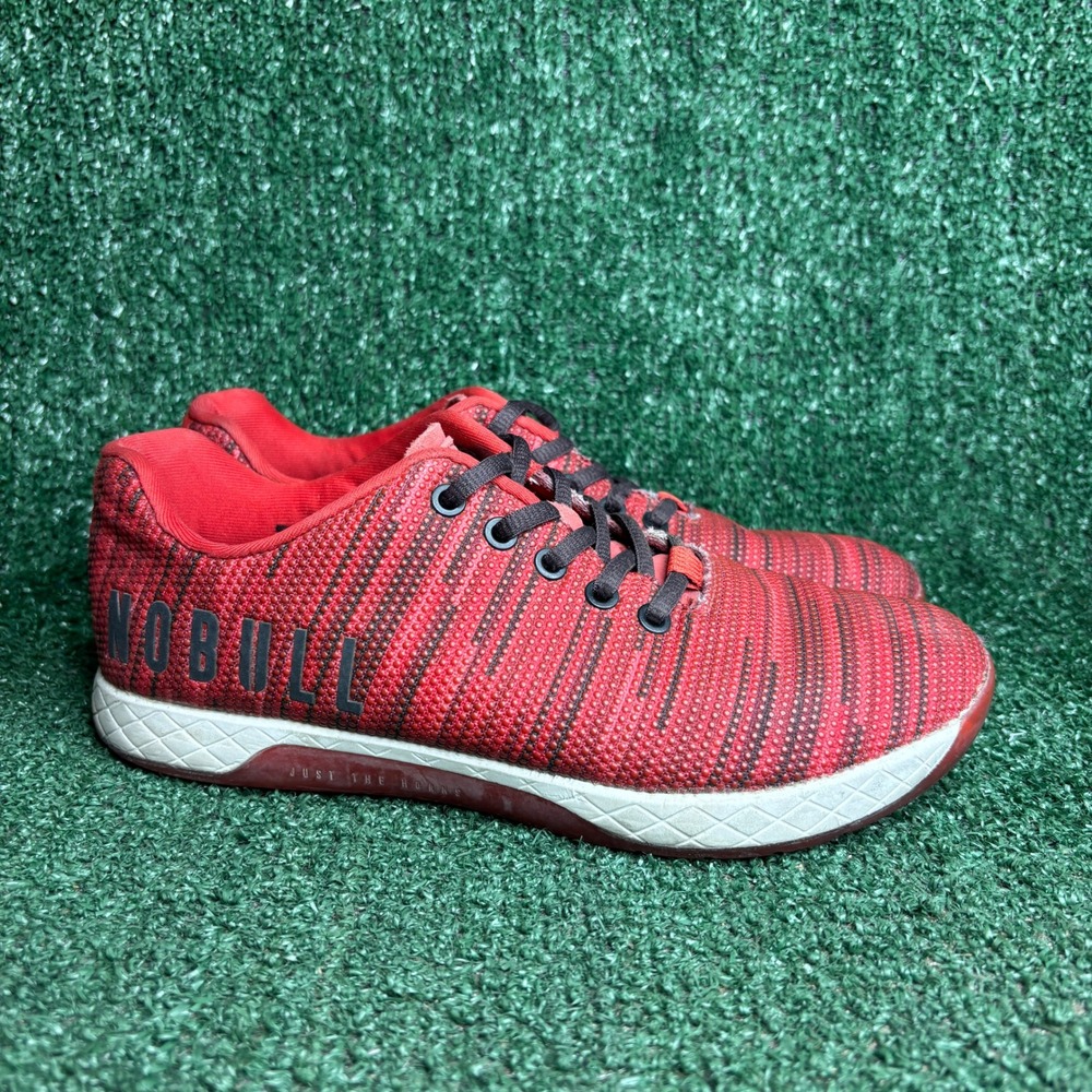 NOBULL Superfabric Trainer Stripe Cross Training Shoe Red Black Womens Size 9